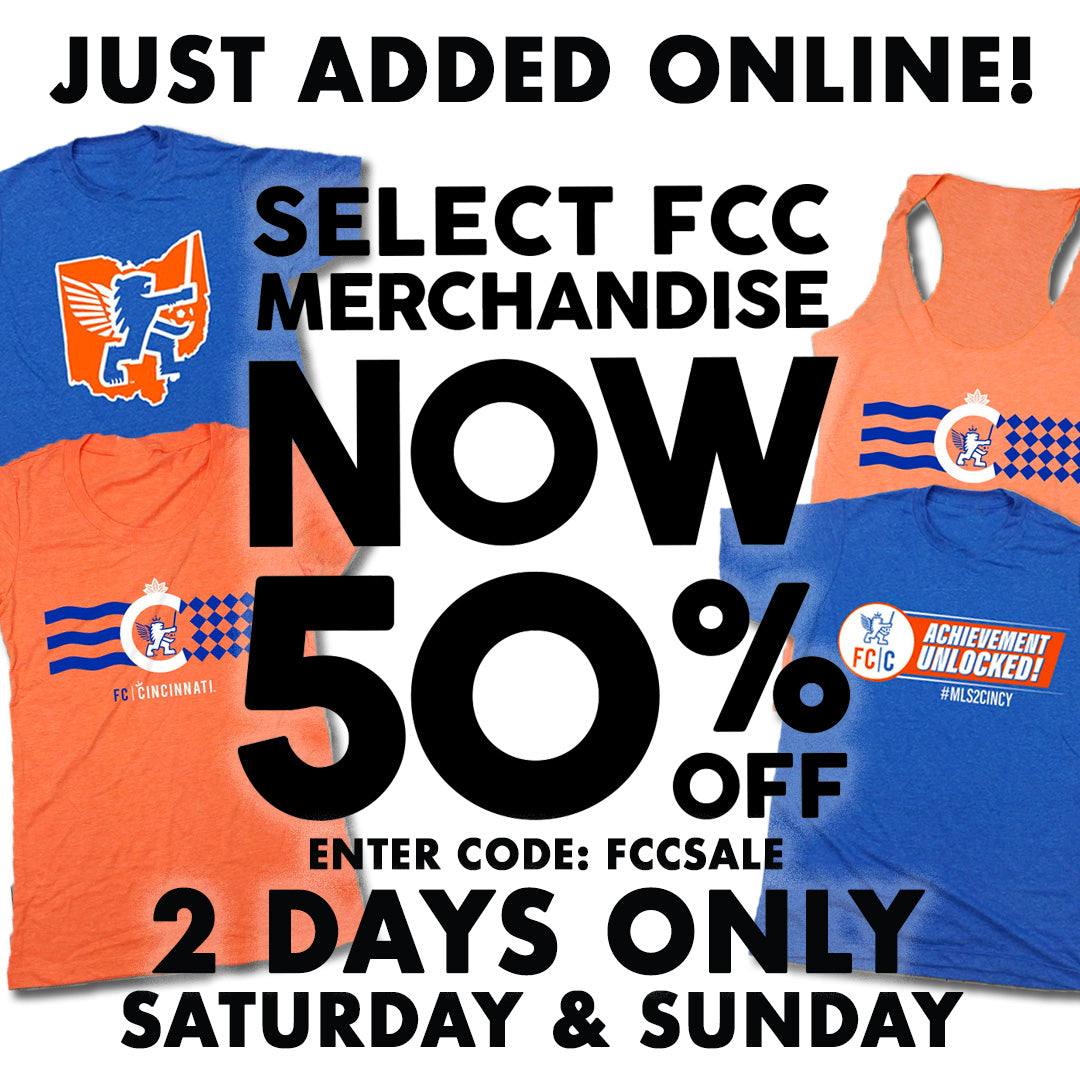 50% Off Online on FC Cincinnati Merchandise!