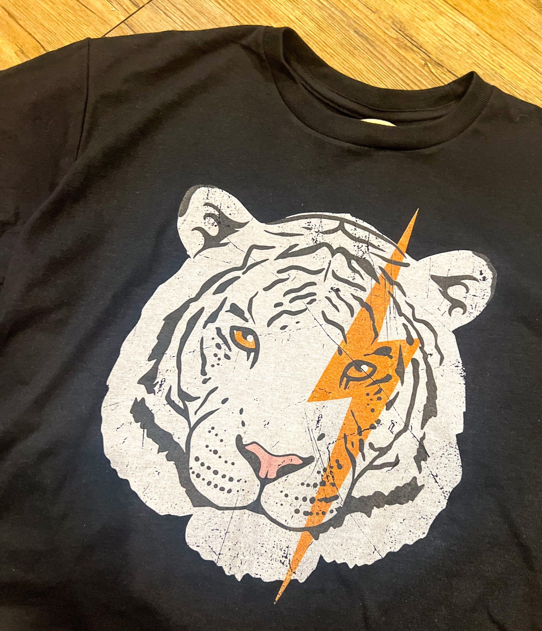 Lightning Tiger Crop Flat Lay Tee