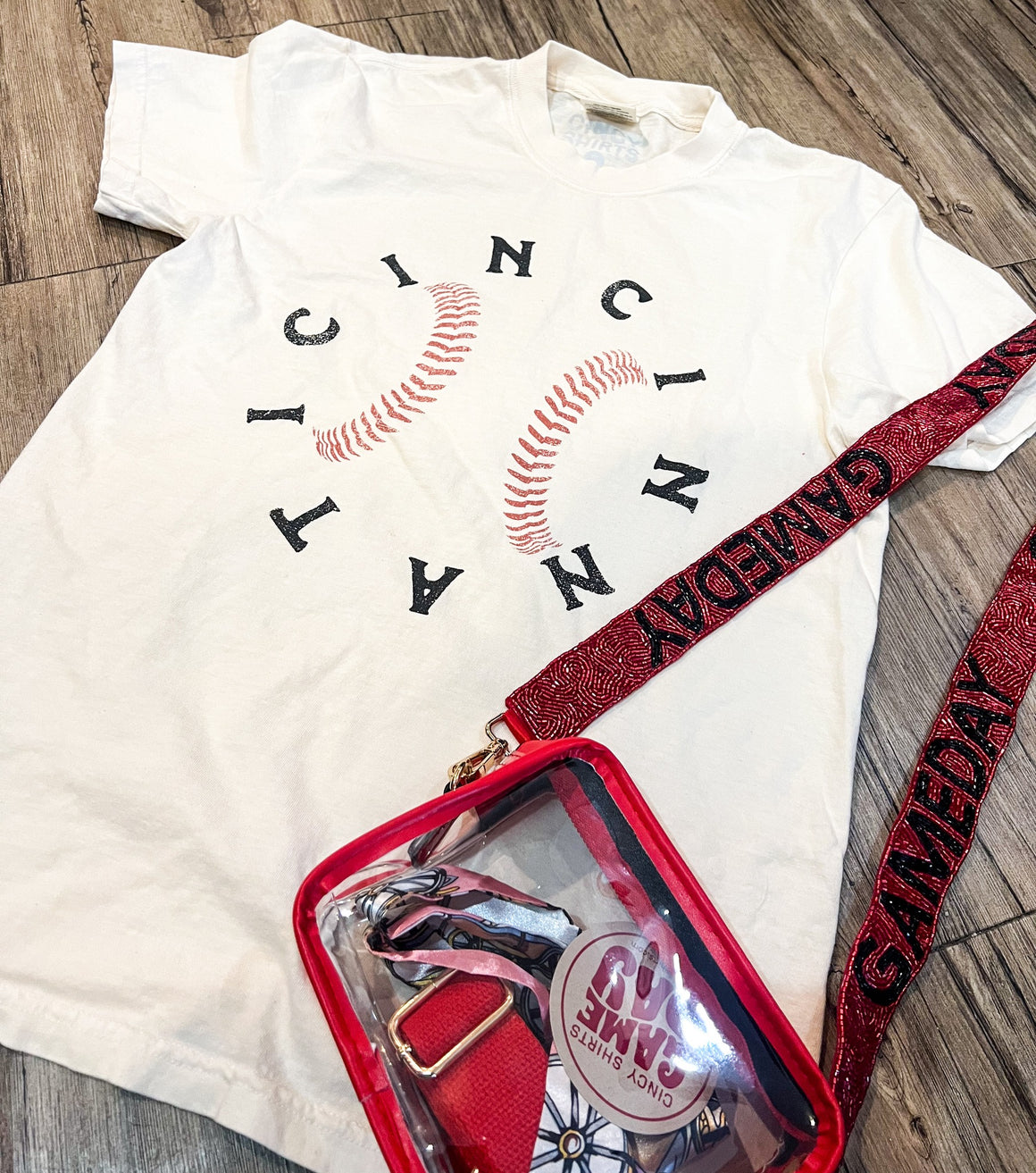 Game Day Stadium Bag Red Product Flat Lay