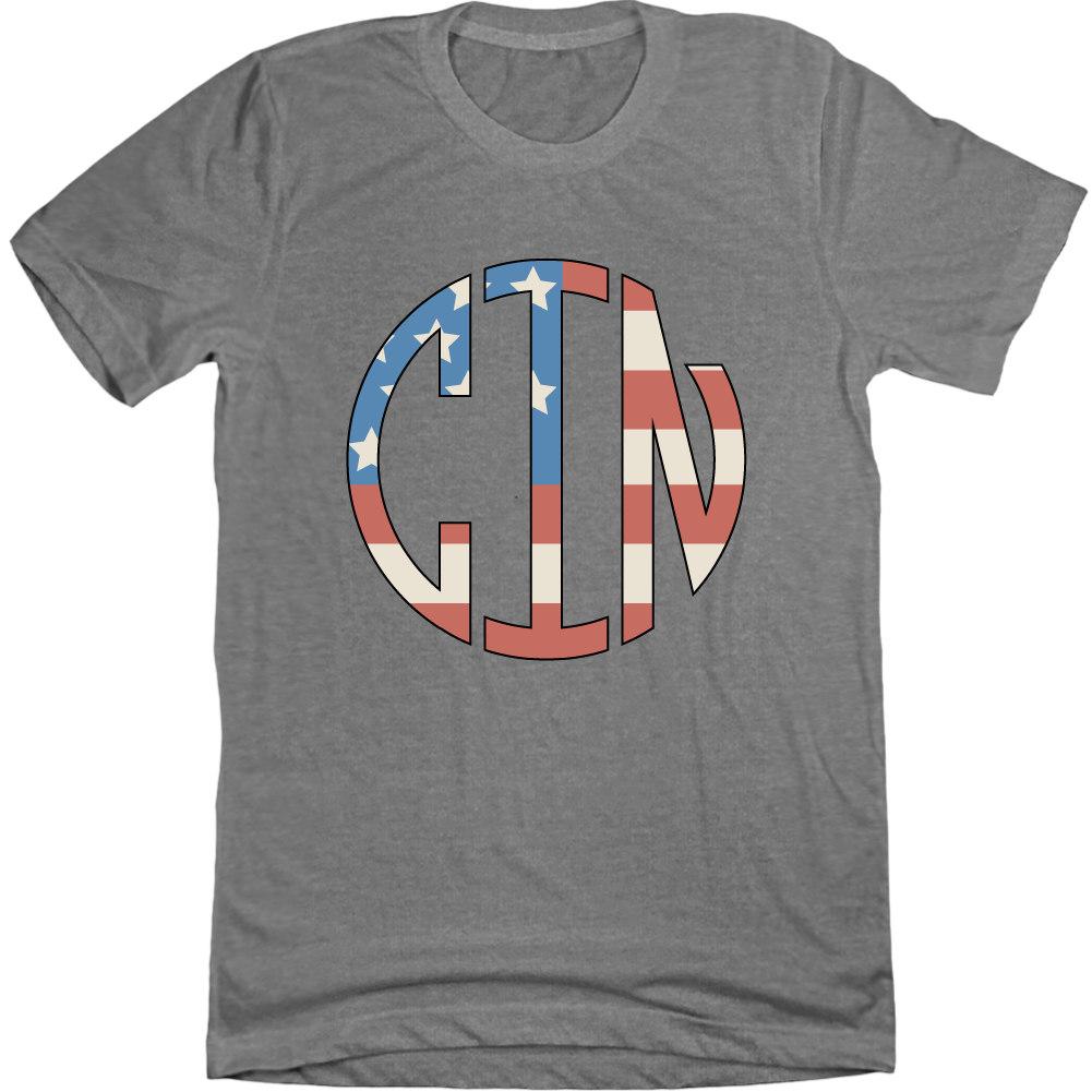 CIN Circle Stars & Stripes grey T-shirt Cincy Shirts