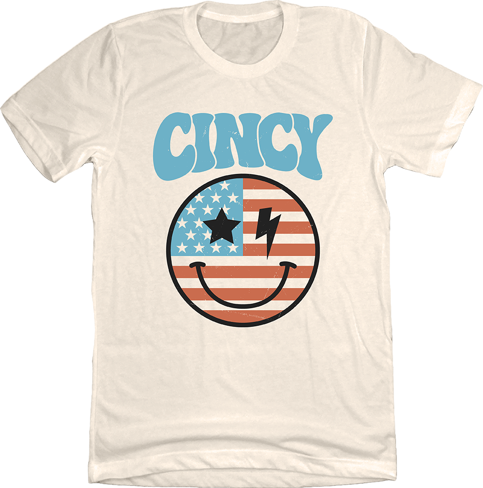 Cincy Stars and Stripes Smiley T-shirt Cincy Shirts