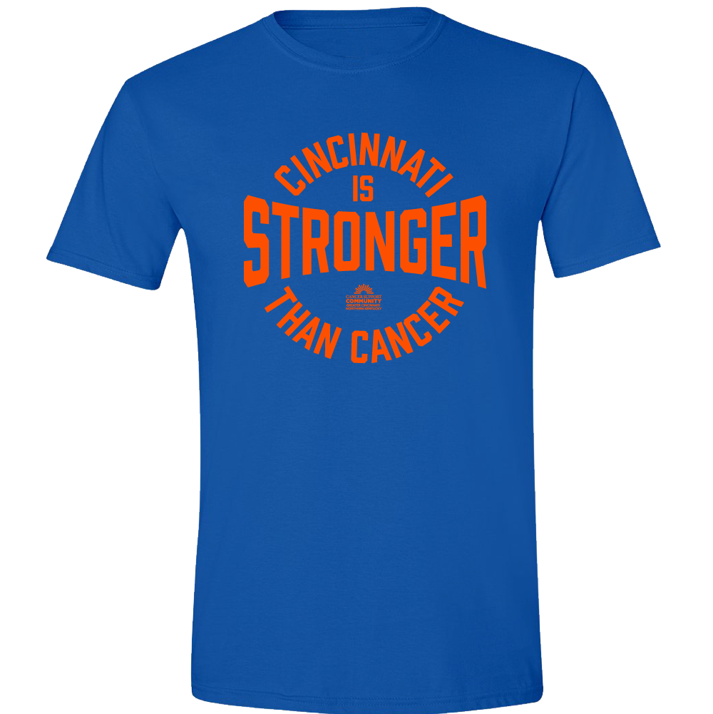 Cincinnati is Stronger Than Cancer Orange Ink Royal Cincy Shirts