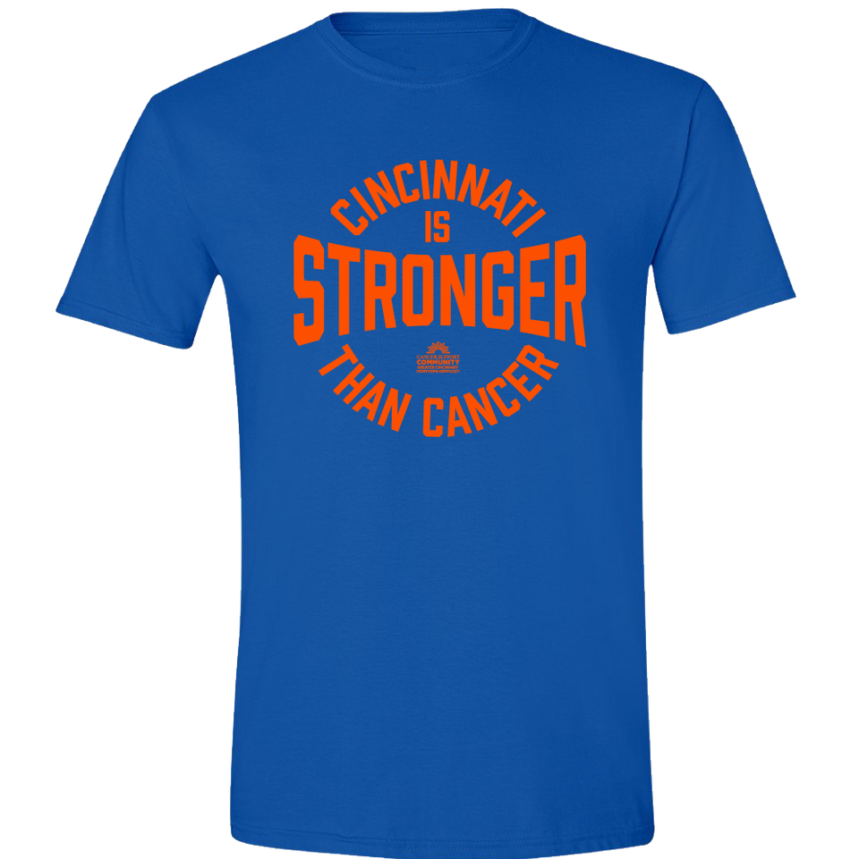 Cincinnati is Stronger Than Cancer Orange Ink Royal Cincy Shirts