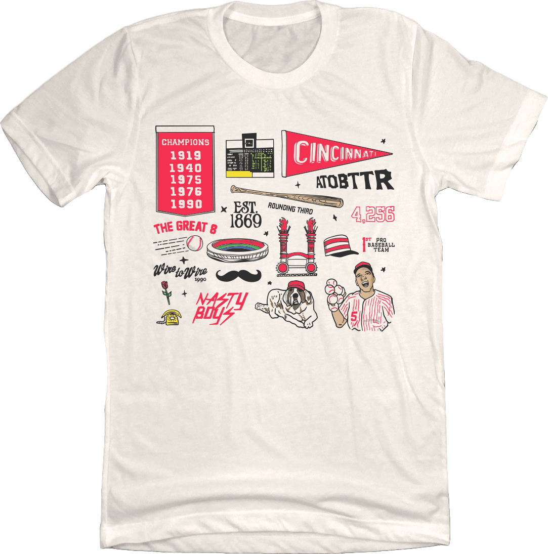 Cincinnati Baseball Collage Natural White Cincy Shirts