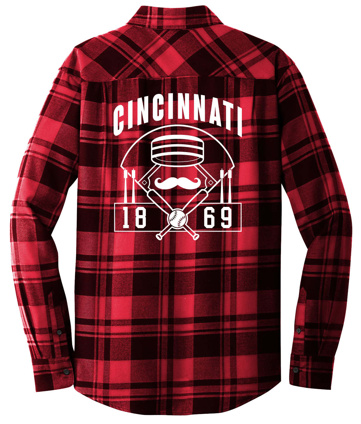 Cincinnati Baseball Hat Mustache Flannel