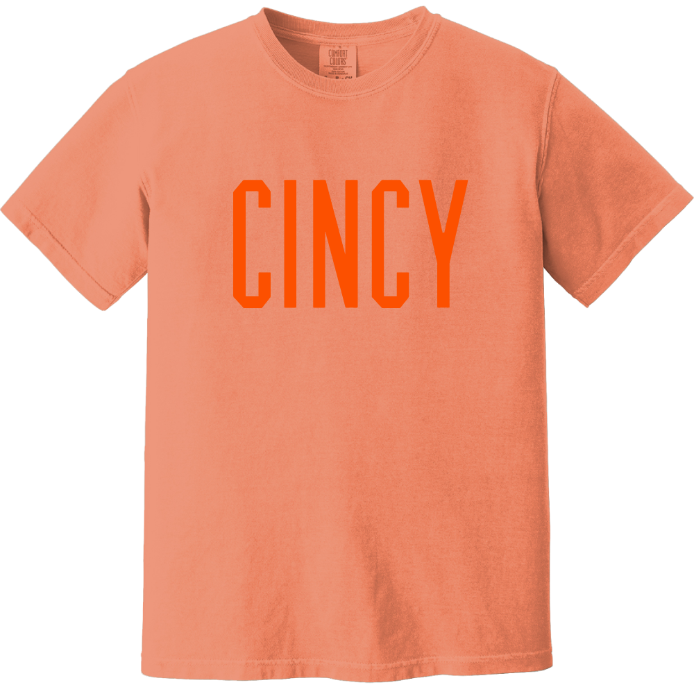 "CINCY" Block Logo - Comfort Colors® Melon