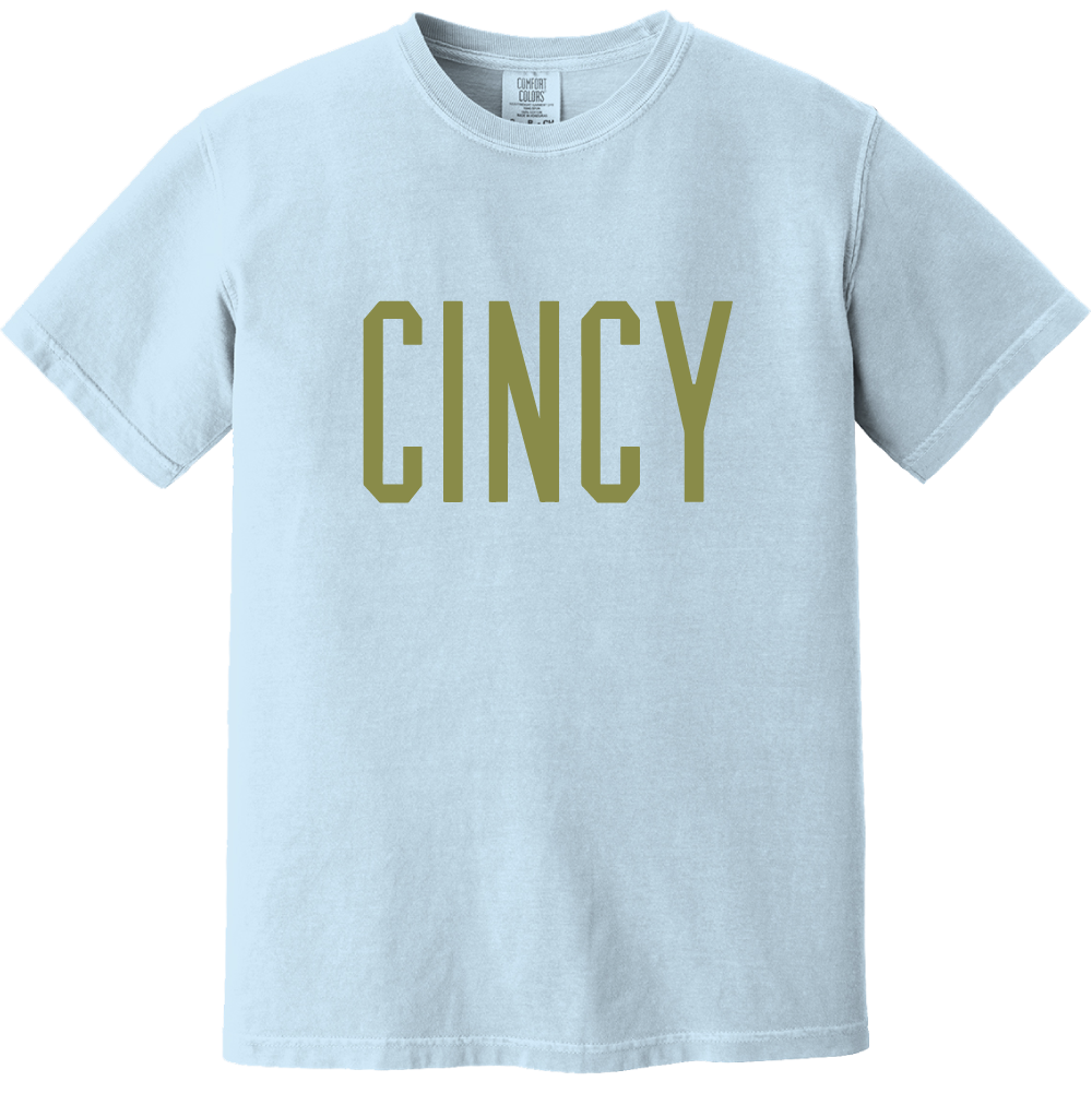 "CINCY" Block Logo - Comfort Colors® Chambray
