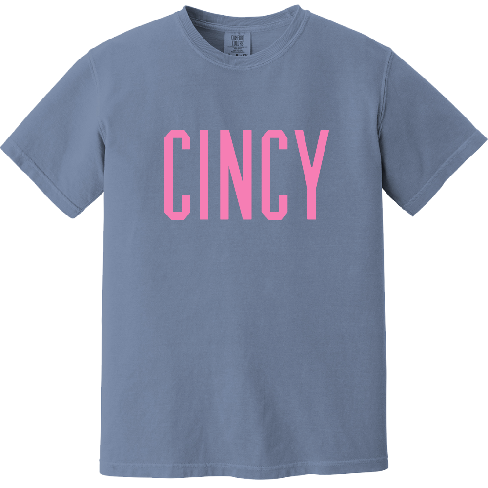 "CINCY" Block Logo - Comfort Colors® Washed Denim