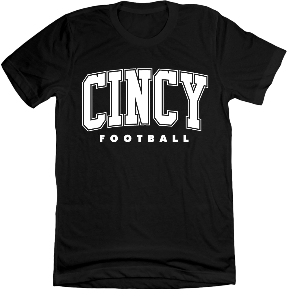 Cincy Football Varsity Block black T-shirt Cincy Shirts