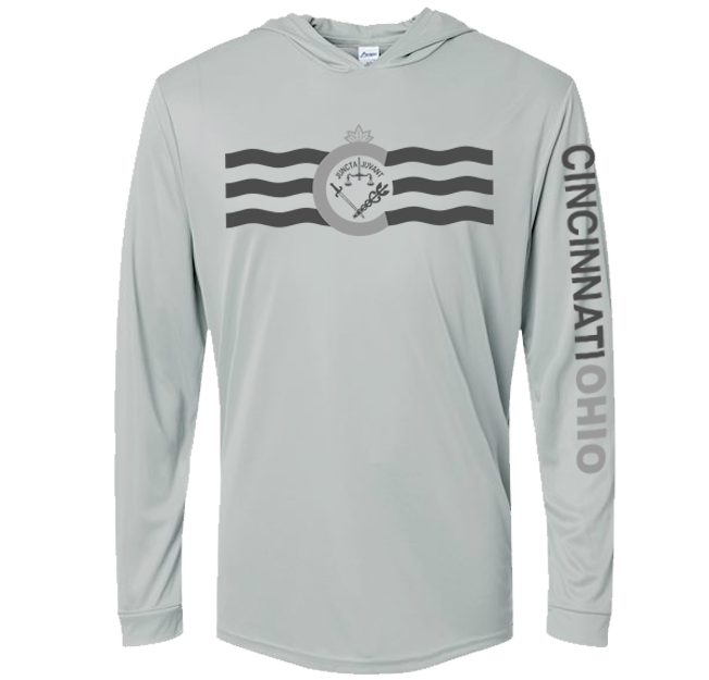 Tonal Grey Cincinnati Flag SPF Performance Tee