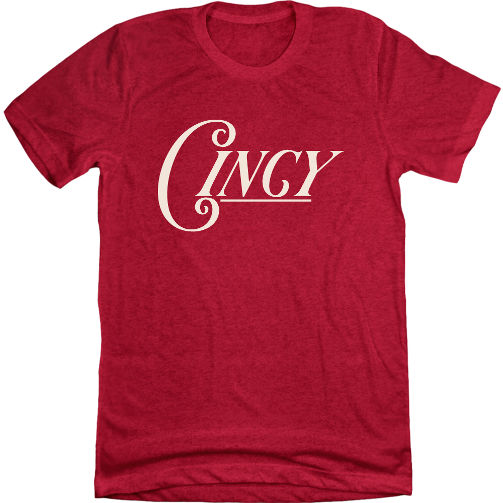 Cincy Landmark Text Red Tee