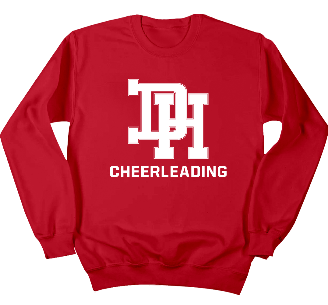 Dixie Heights Cheerleading Interlocking DH All White Red crew