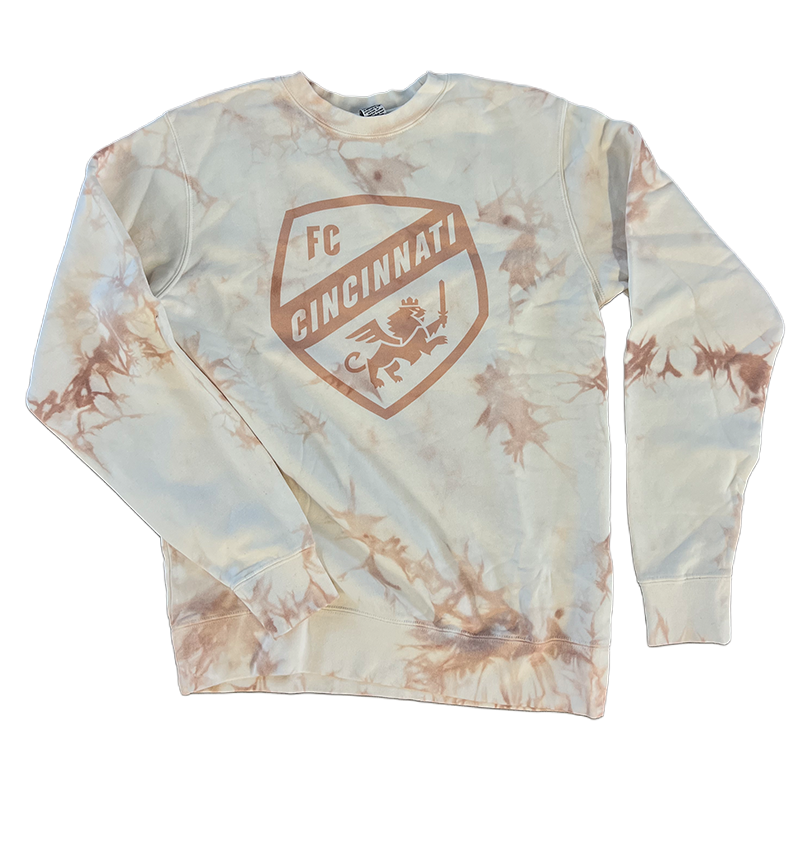 FC Cincinnati shield loogo NATURAL Tie-Dye Sweatshirt WHS