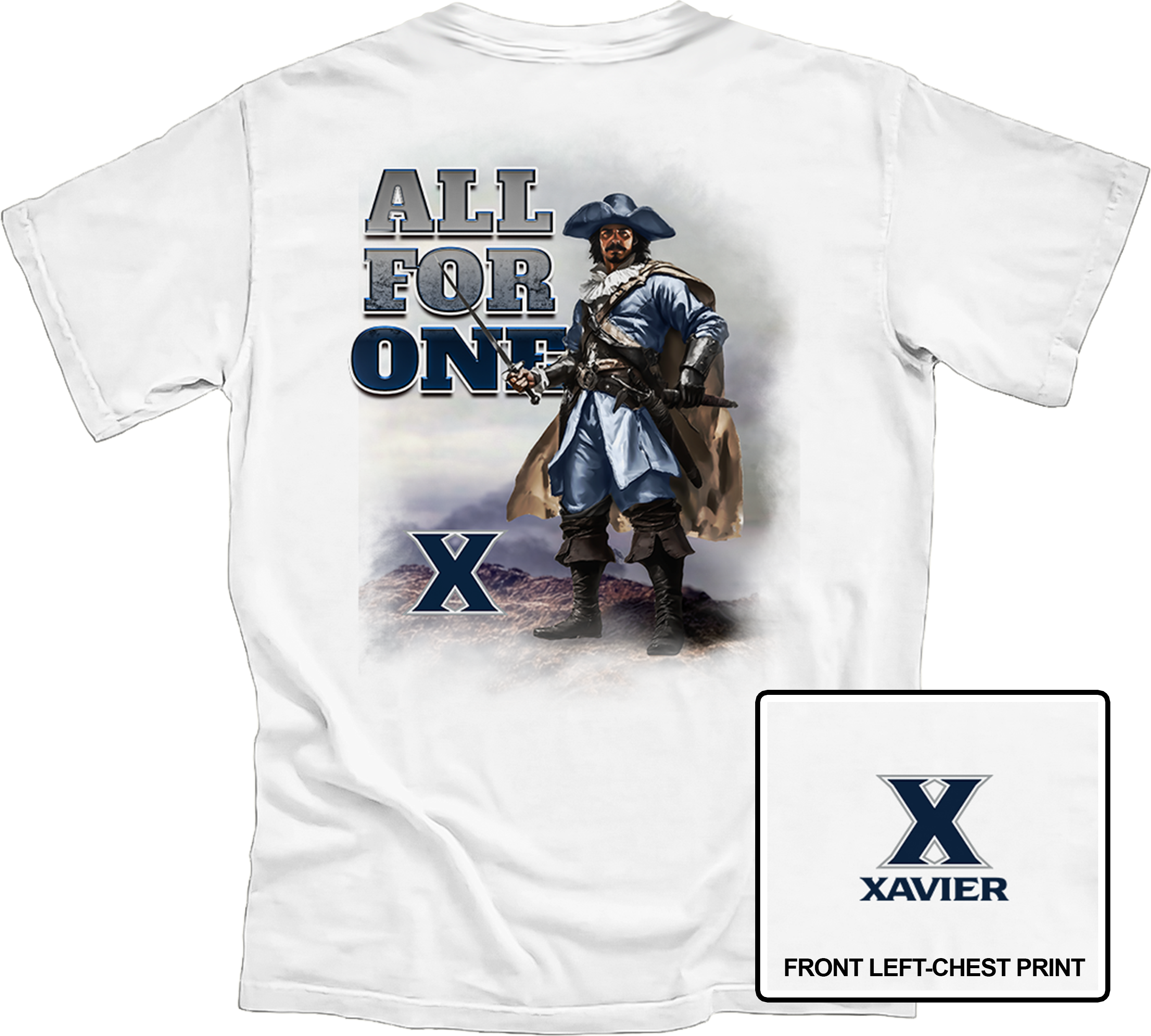 Xavier University All for One Painted Musketeer