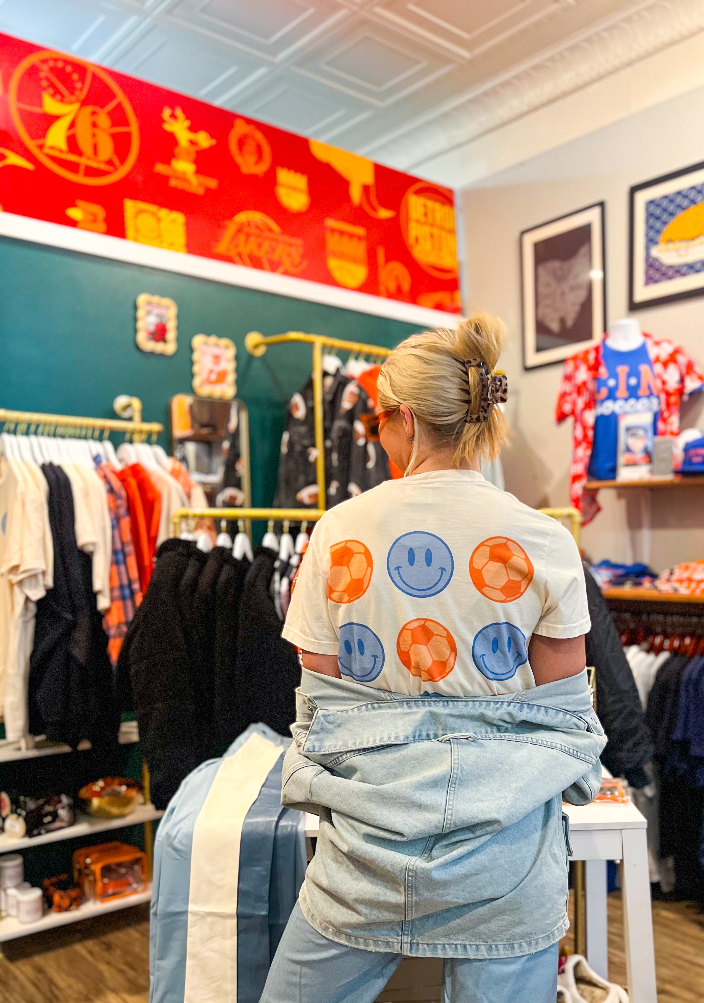 Soccer Balls & Smiley Faces - Comfort Colors® Tee Back Model Photo