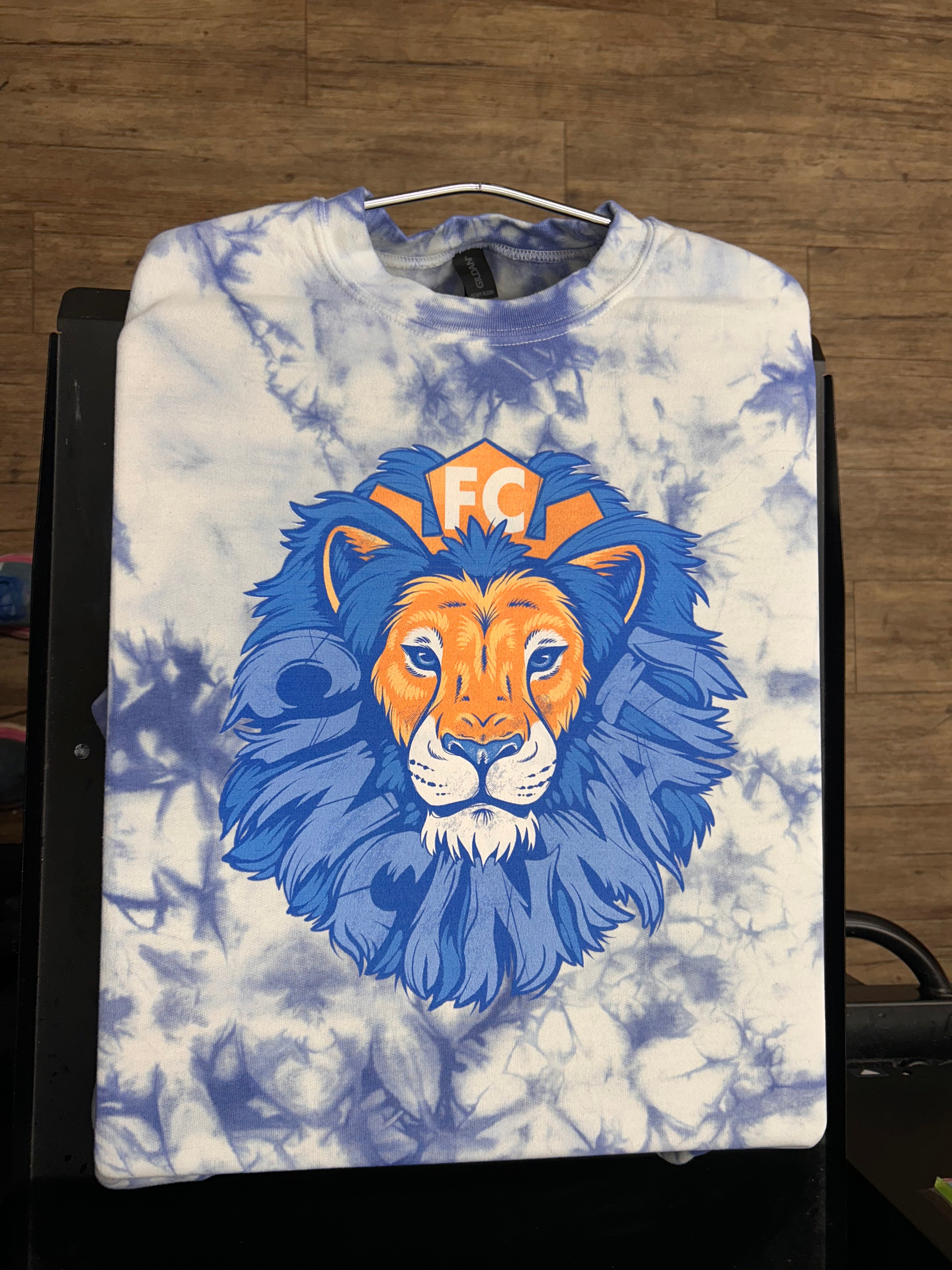 FC Cincinnati Lion Mane BLUE Tie-Dye Sweatshirt WHS