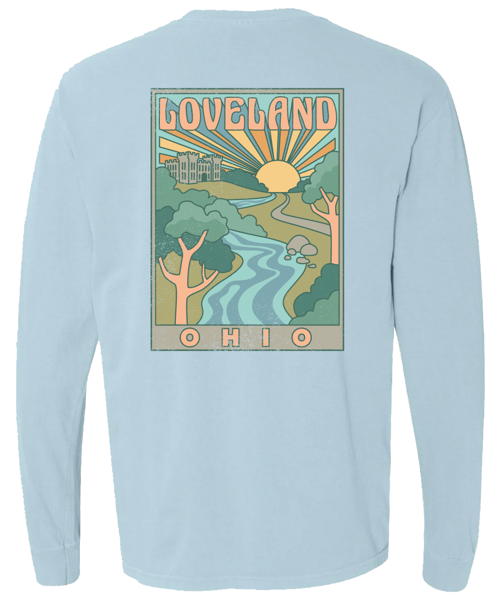 Loveland, Ohio Drawing Left Chest/Back Comfort Colors® Back Cincy Shirts
