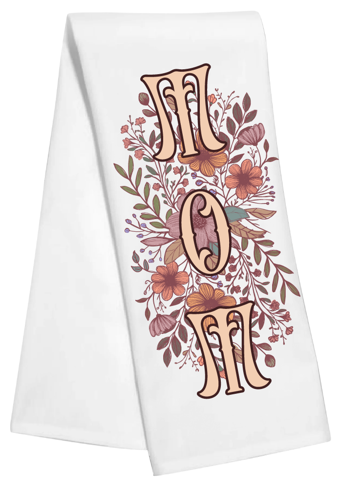 Mom Flower Doodles Tea Towel