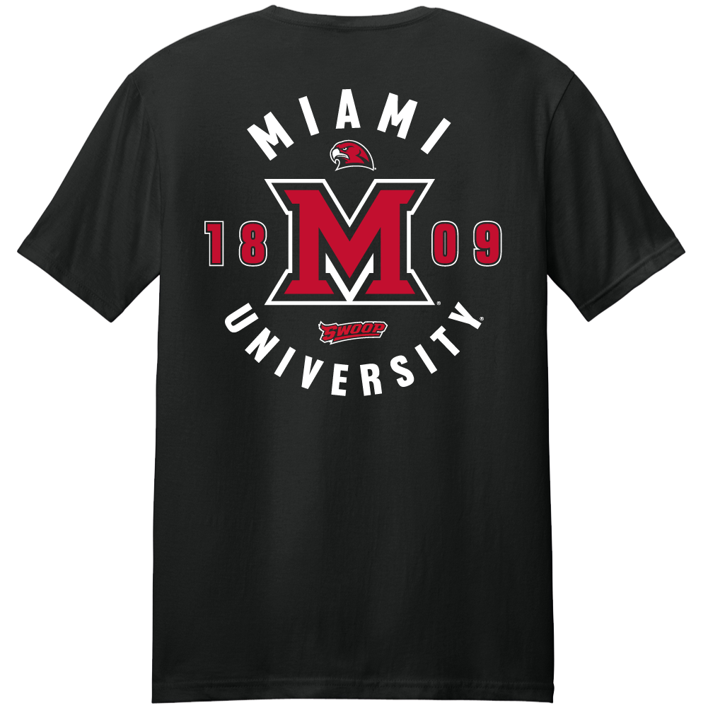 Men's Miami University Distressed Primary Miami University Ohio Logo T-Shirt Black Large