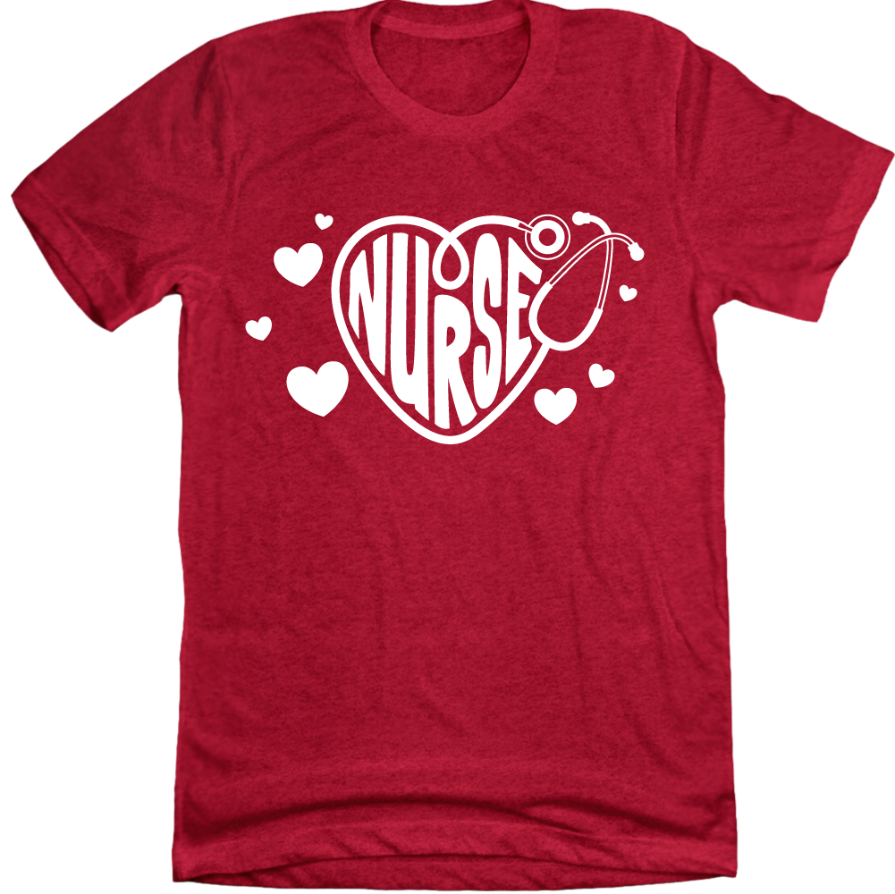 Nursing Stethoscope Heart Red Tee