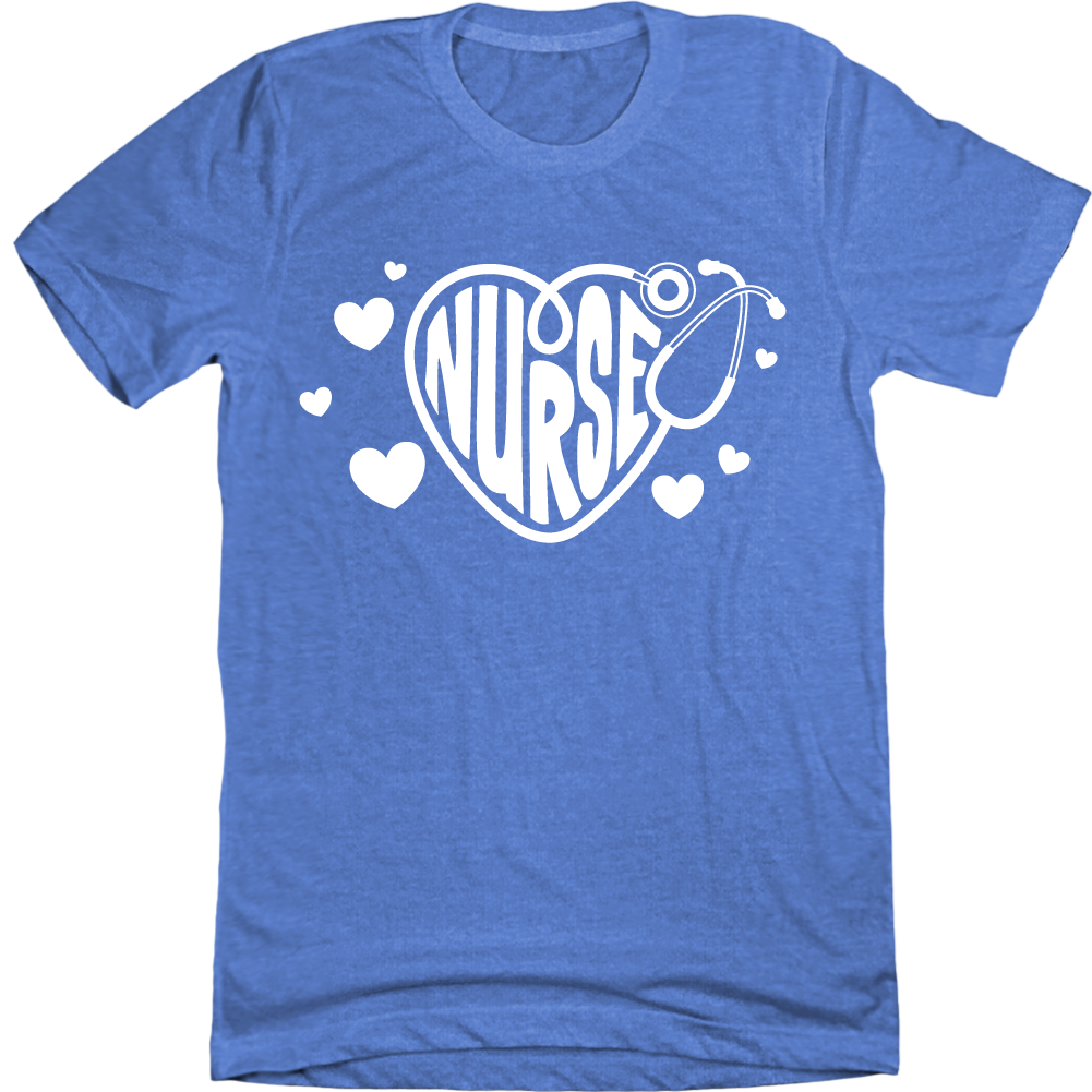 Nursing Stethoscope Heart Royal Tee
