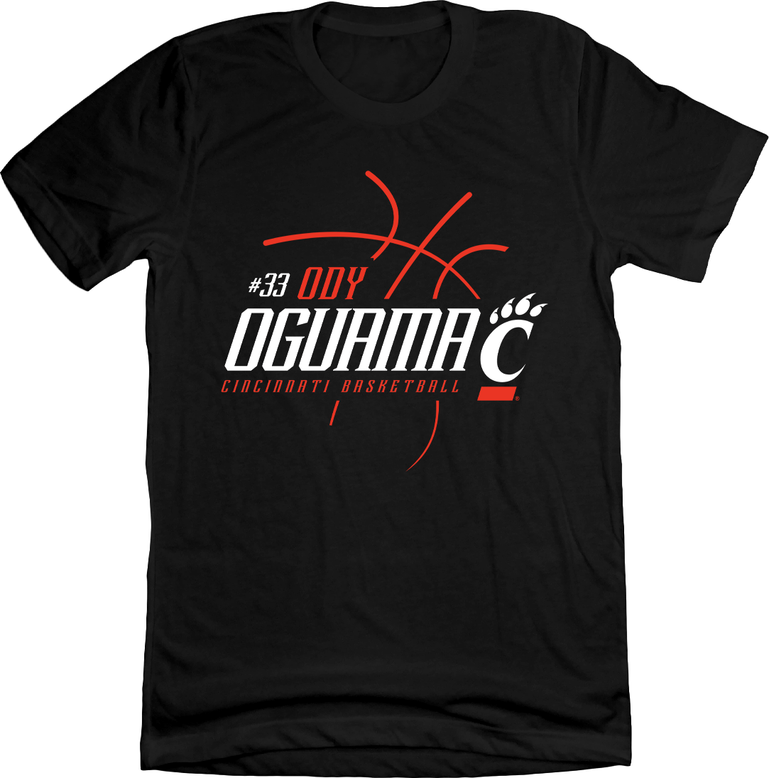 Ody Oguama UC Down the Paint black tee Cincy Shirts