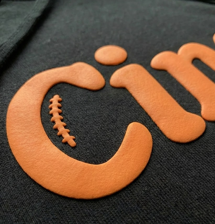 Cincy Football Laces Puff Print Hooded Sweatshirt