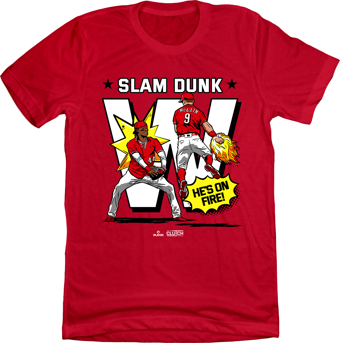 De La Cruz and McLain Slam Dunk Red T-shirt Cincy Shirts