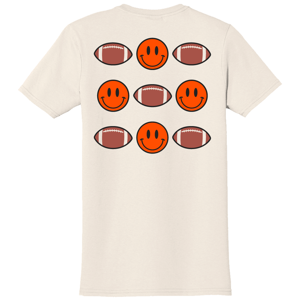 Footballs & Smiley Faces - Comfort Colors® Tee Back Print