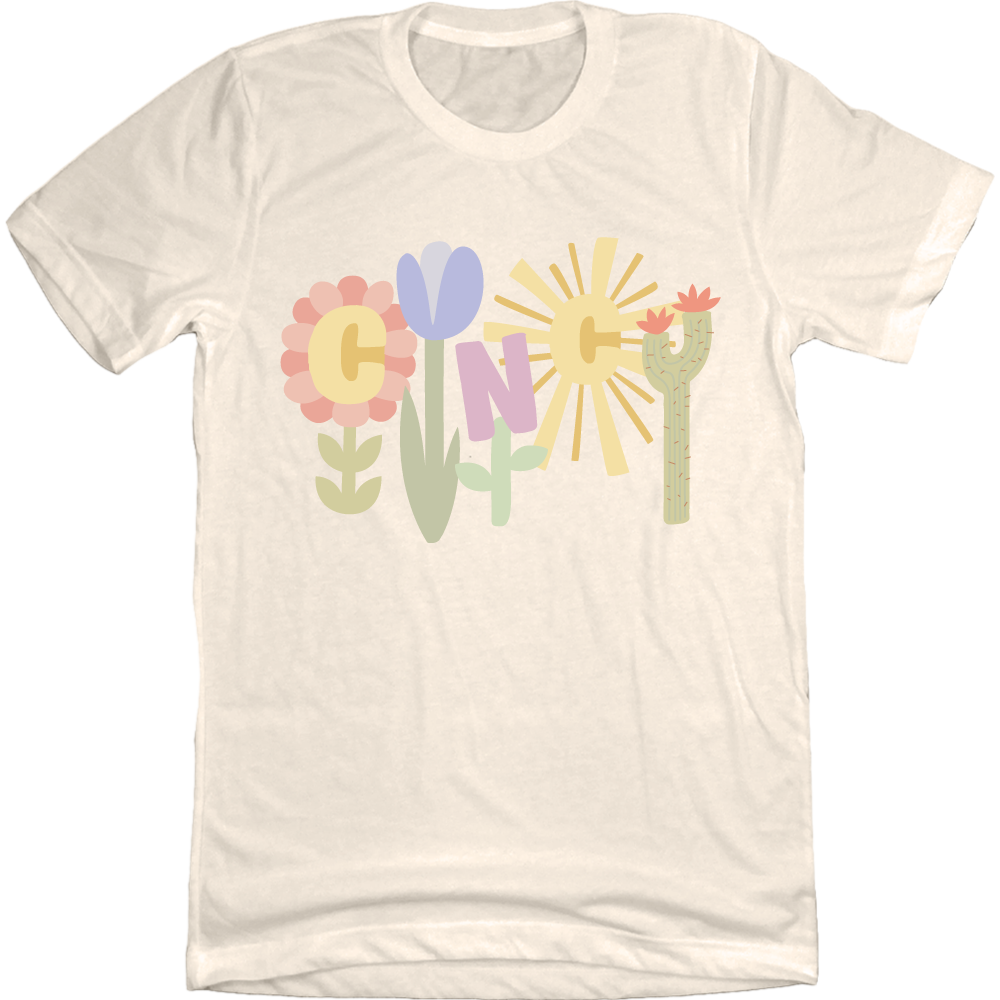 Cincy Springtime Flowers Natural Tee