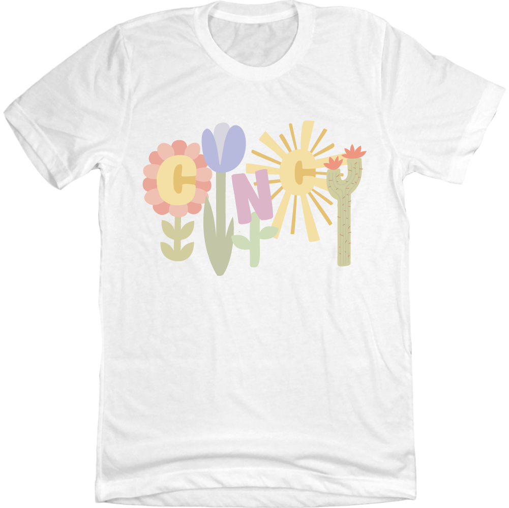 Cincy Springtime Flowers White Tee