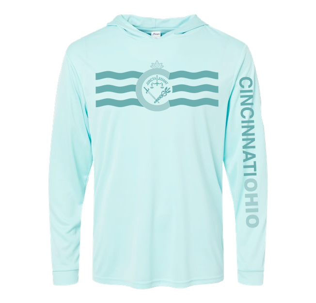 Tonal Aqua Cincinnati Flag SPF Performance Tee