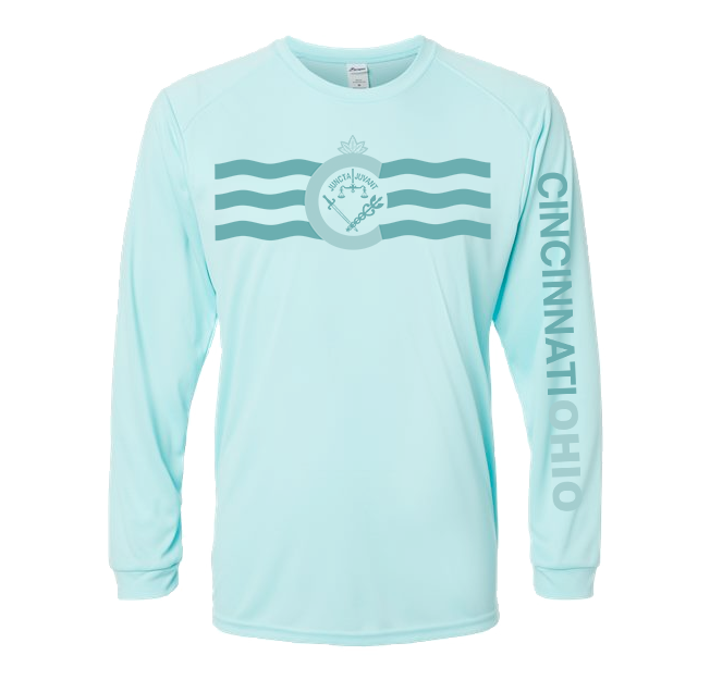 Tonal Aqua Cincinnati Flag SPF Performance Tee