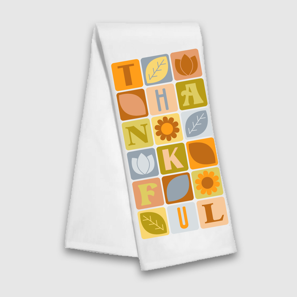 Thankful Retro Tea Towel