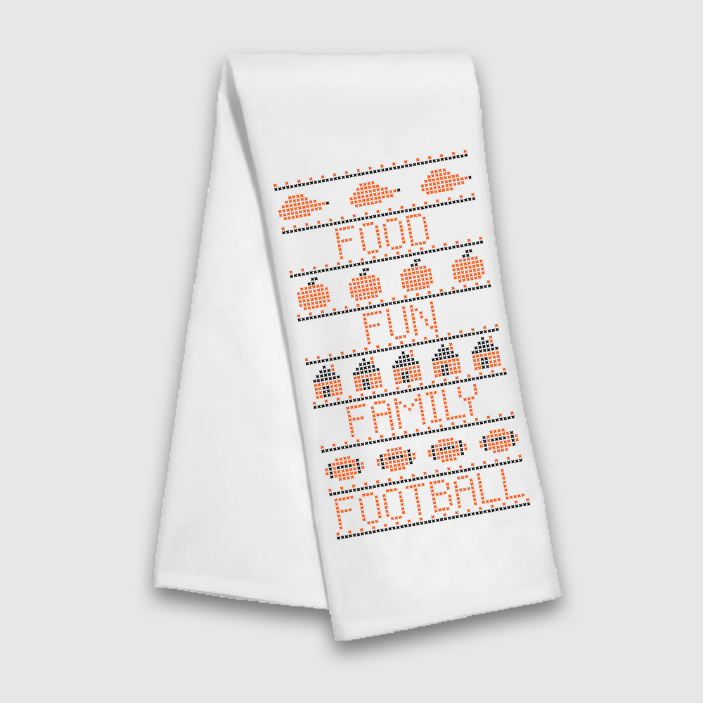 Food Fun Family Football Cross Stitch Tea Towel