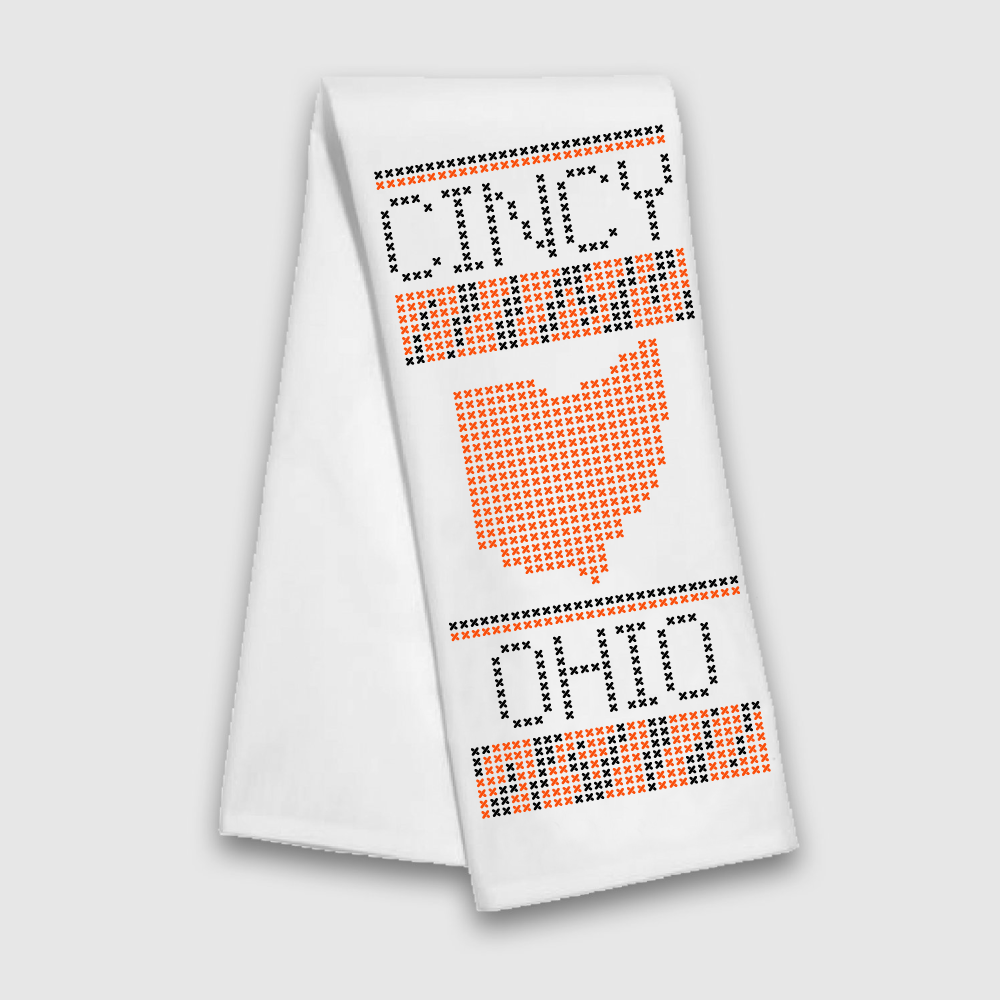 Cincy Ohio Stripes Cross Stitch Tea Towel
