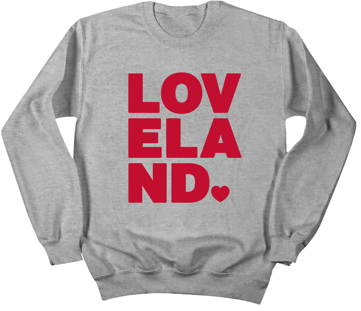 LOV ELA ND Red Ink Crewneck Sweatshirt Cincy Shirts