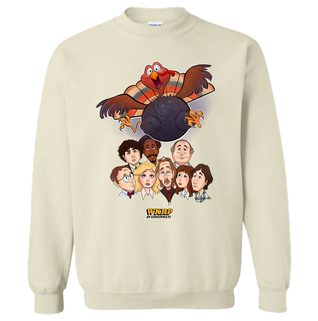 WKRP in Cincinnati Turkey Drop Drawing Sand Sweatshirt
