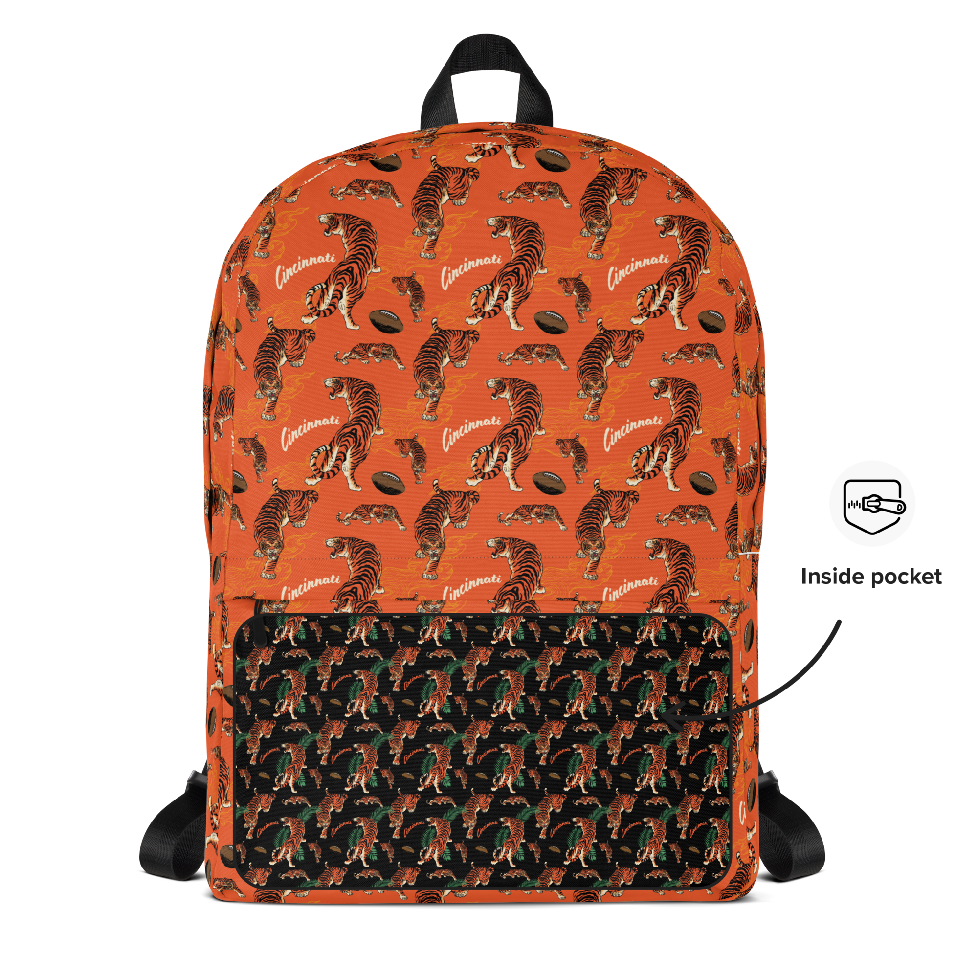 Orange Tiger Patterned Backpack