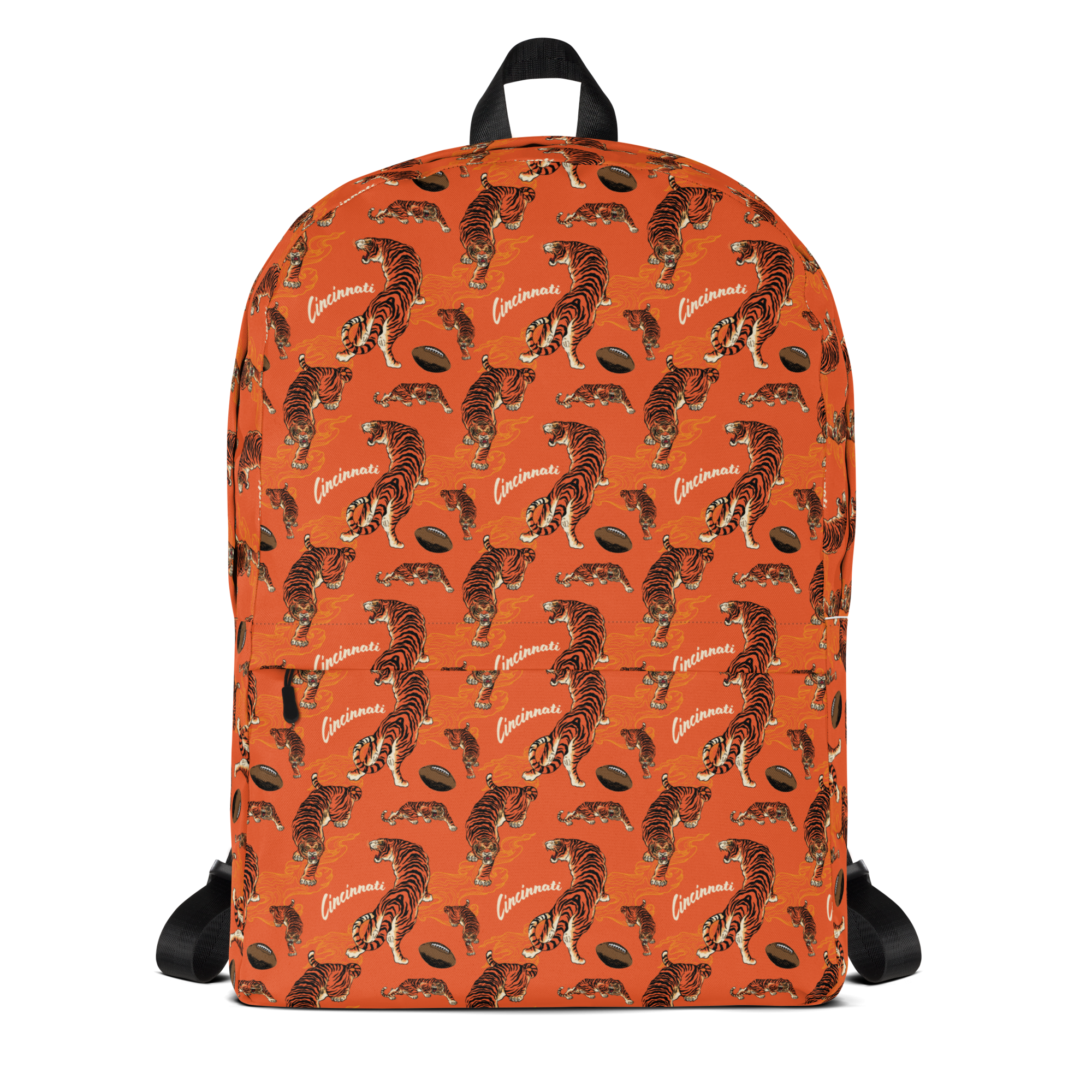 Orange Tiger Patterned Backpack