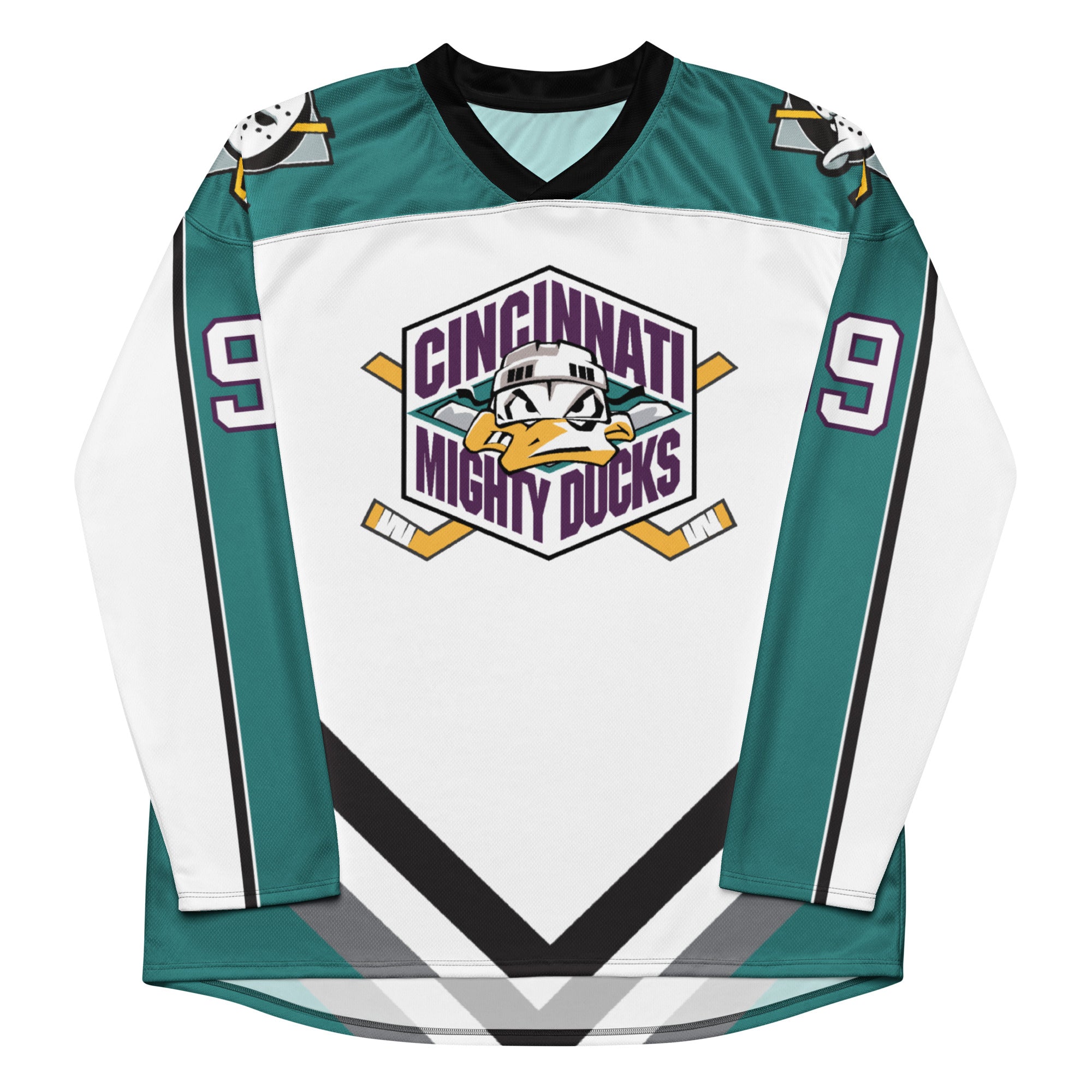 Cincinnati Mighty Ducks Jersey White Teal Colorway