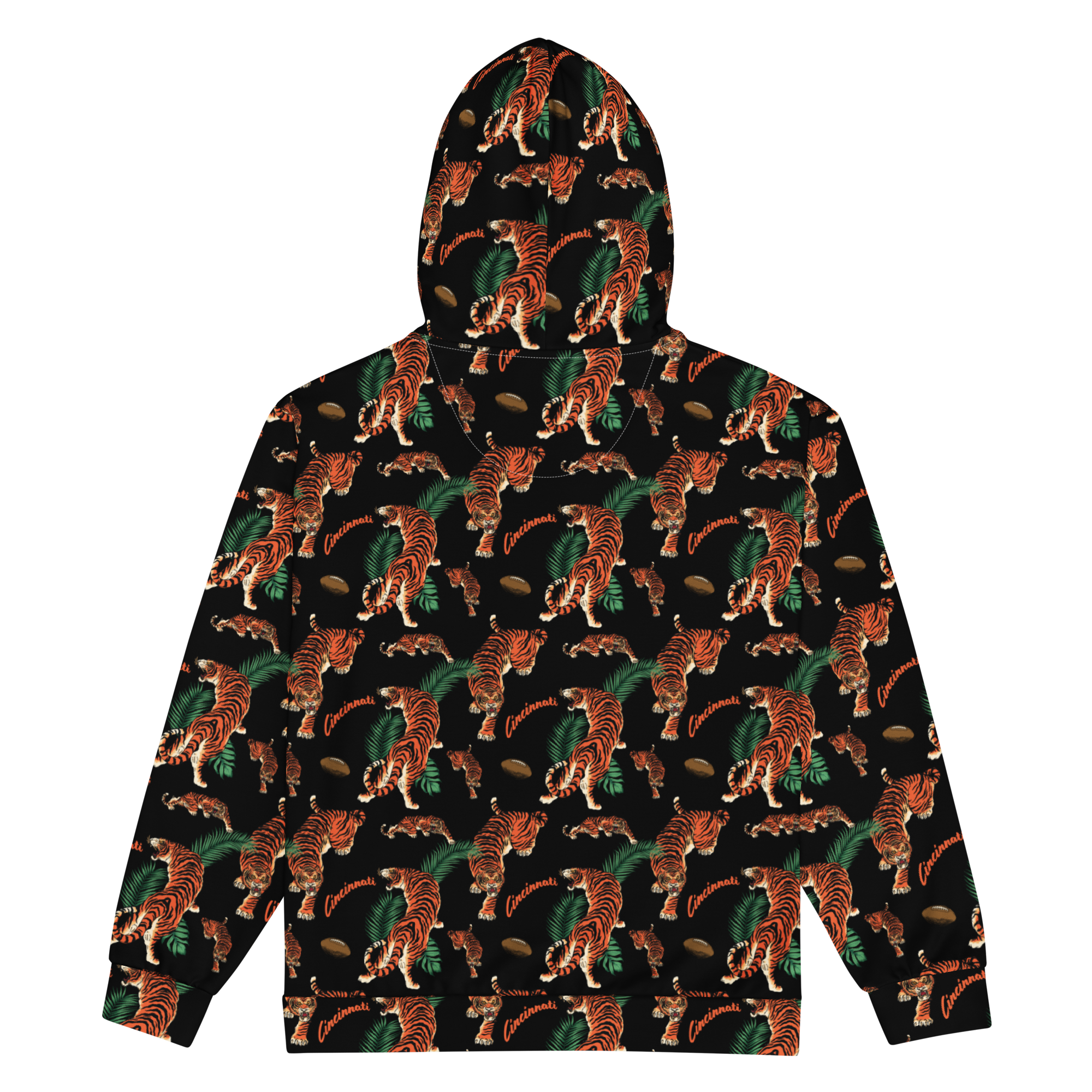 Black Tiger Pattern Zip Hoodie - Main Image
