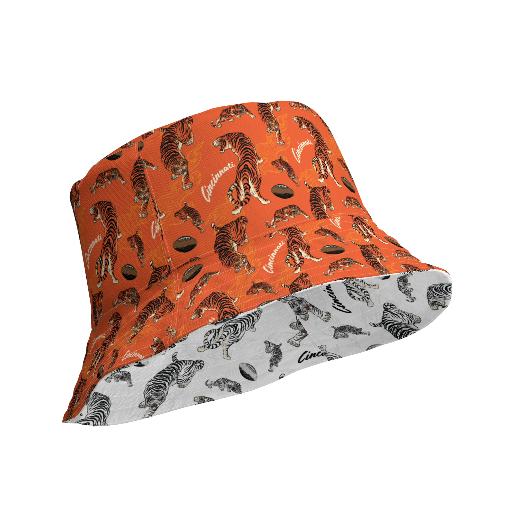 Orange + White Reversible bucket hat