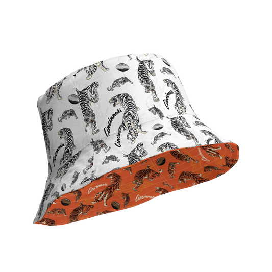 Orange + White Reversible bucket hat