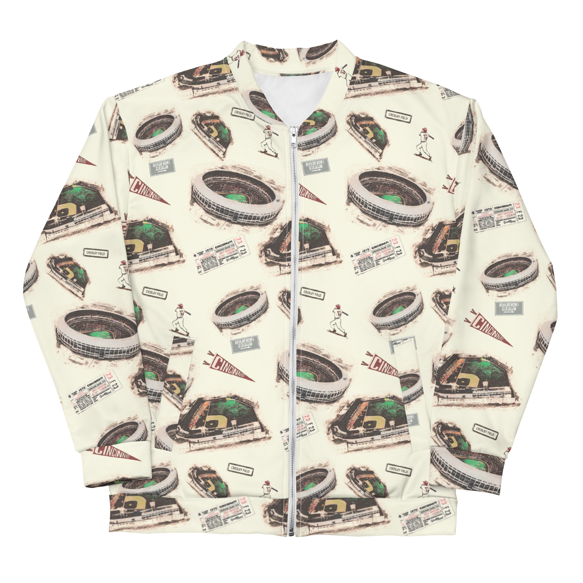 Cincinnati Baseball Stadiums of the Past Unisex Bomber Jacket
