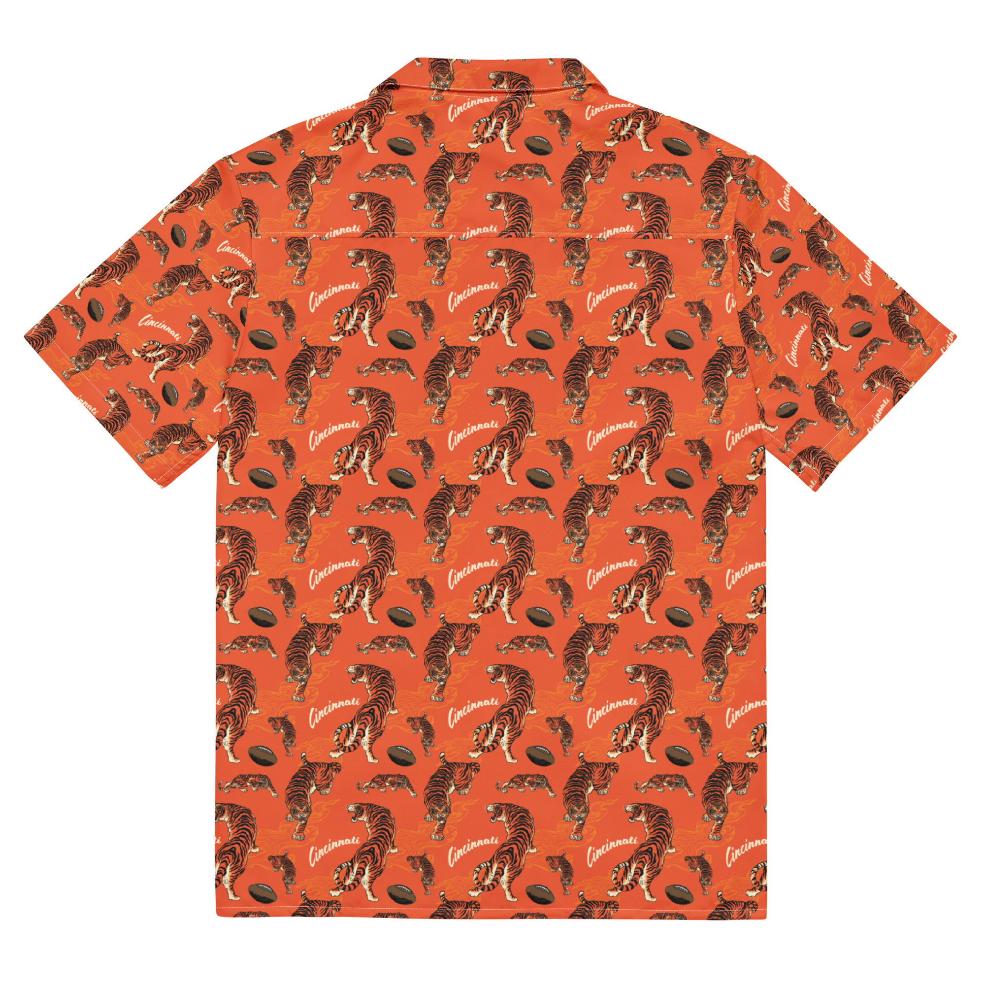 Orange Tiger Pattern Button Down Shirt