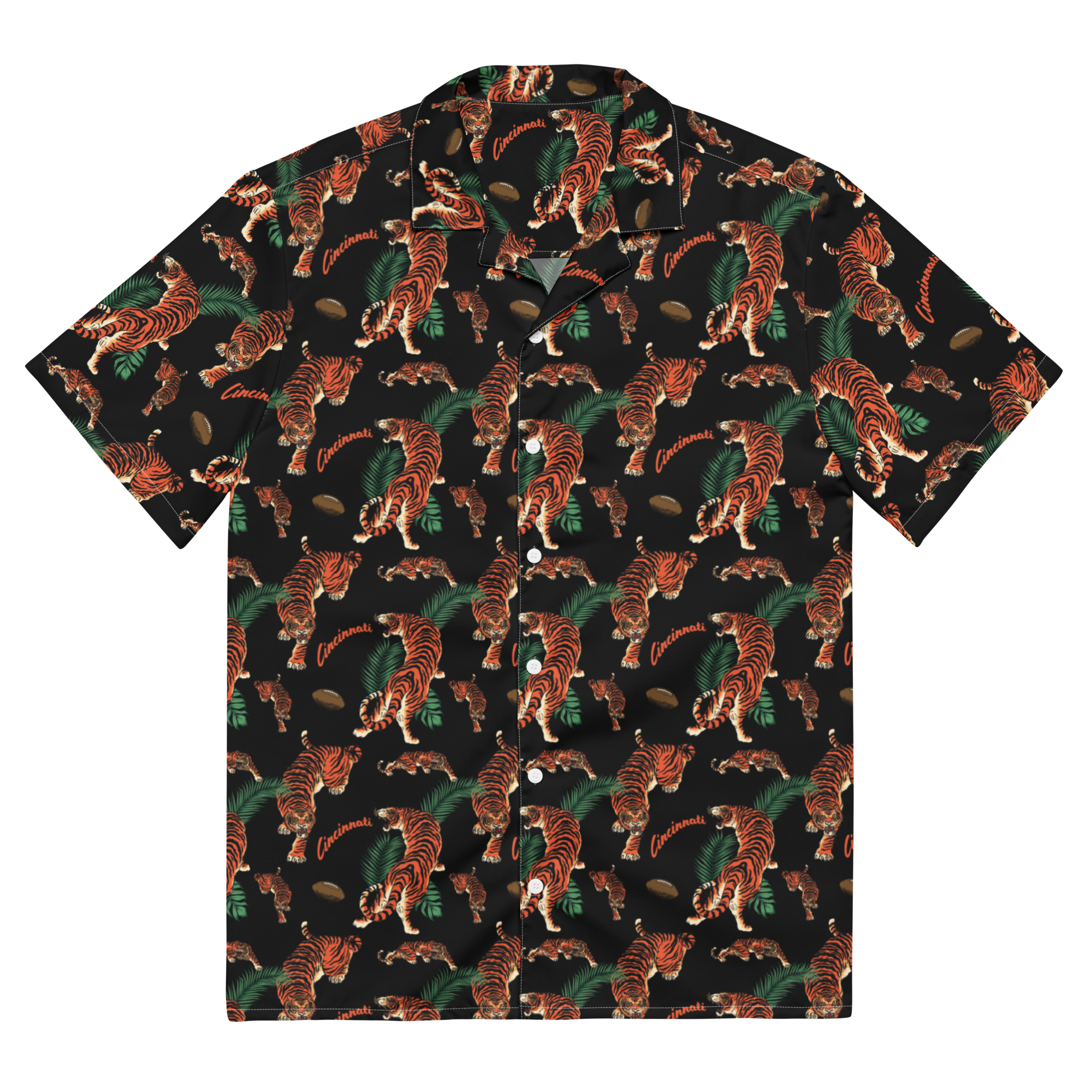 Black Tiger Pattern Button Down Shirt