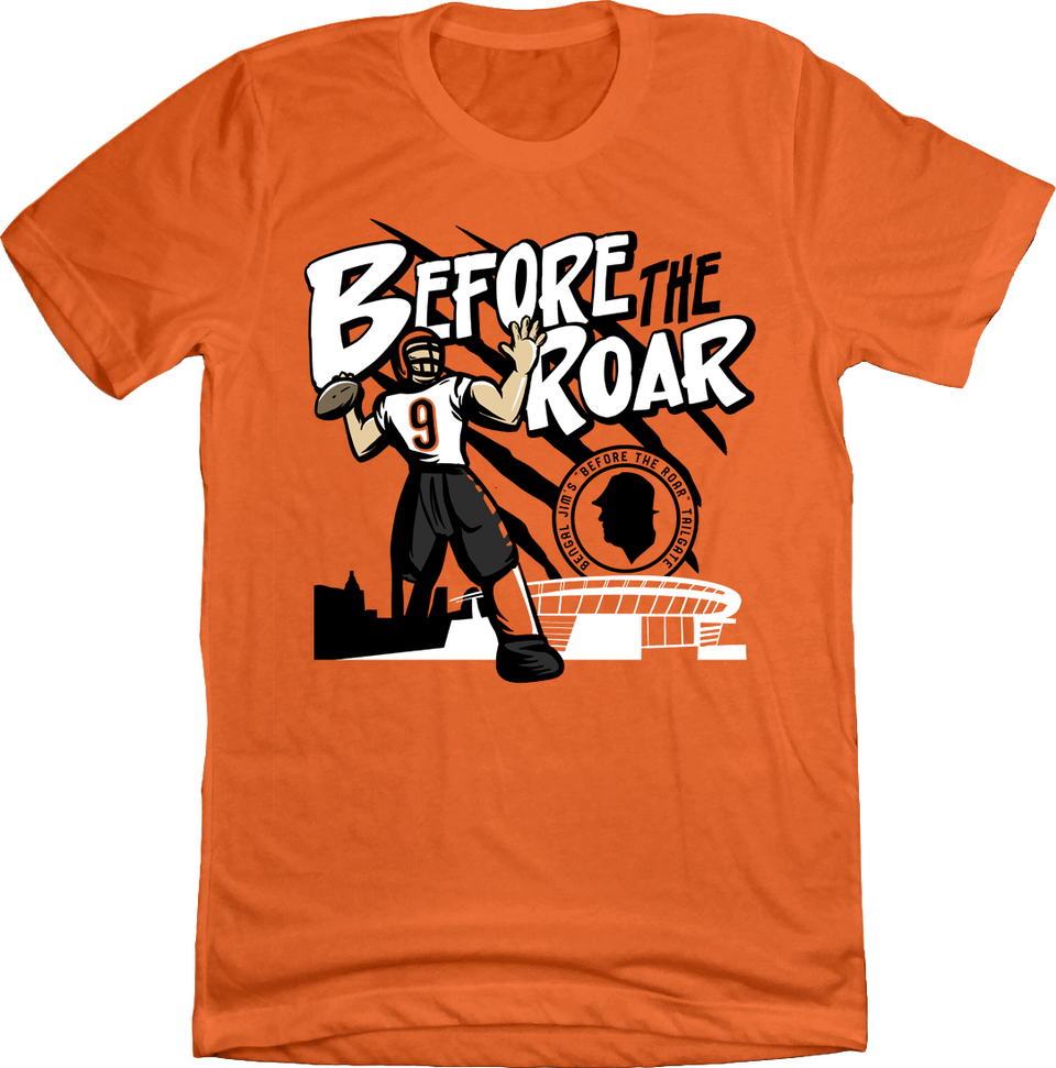 Bengal Jim Before the Roar 2023 Tour Shirt orange front Cincy Shirts