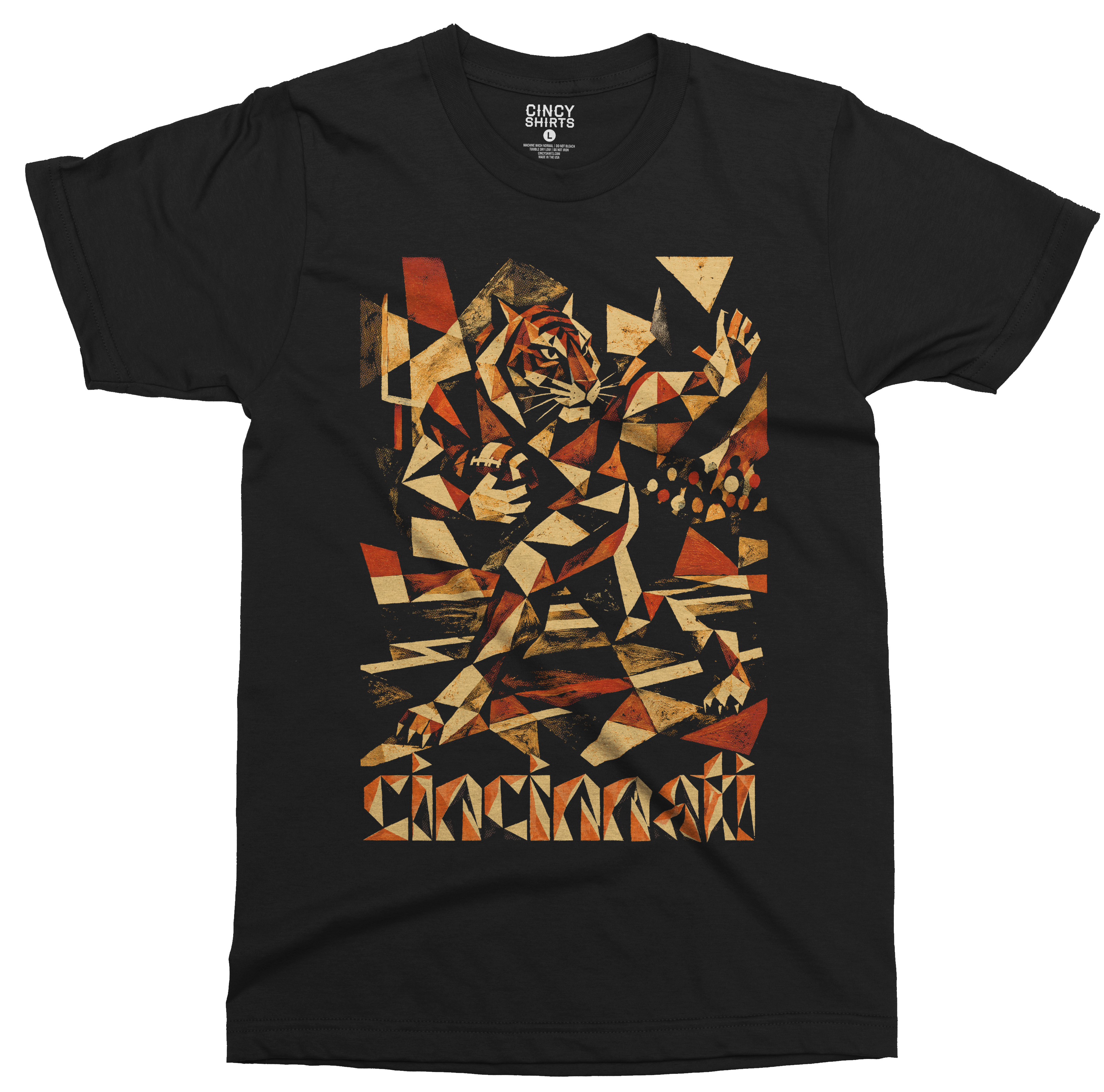 Cincinnati Cubist Tiger Football Tee