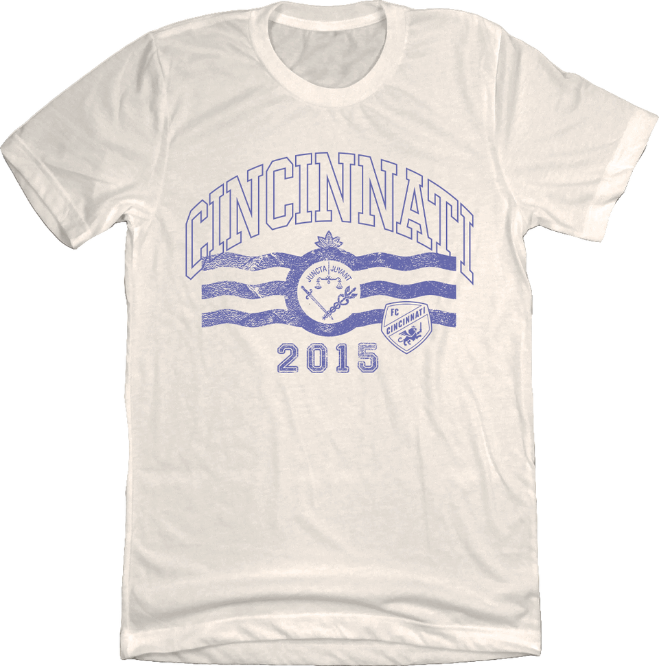 FC Cincinnati Cream Kit Tee: Cincinnati Flag & FC Shield Cincy Shirts